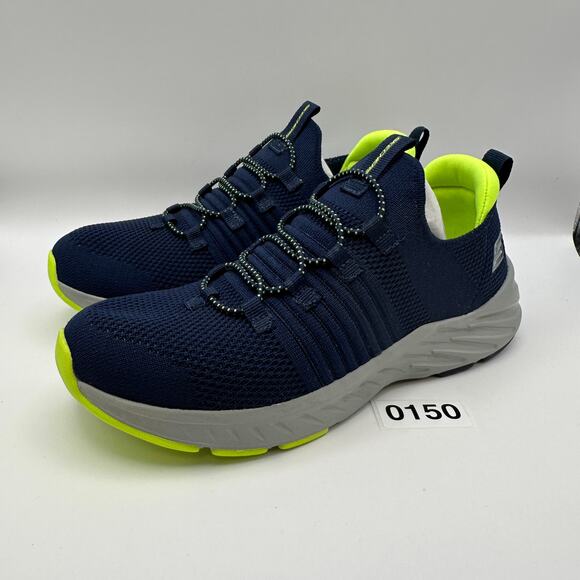 SKETCHERS Kids 4.5 Elite Rush Slip on Running Shoes Navy/Neon Green - Picture 2 of 8